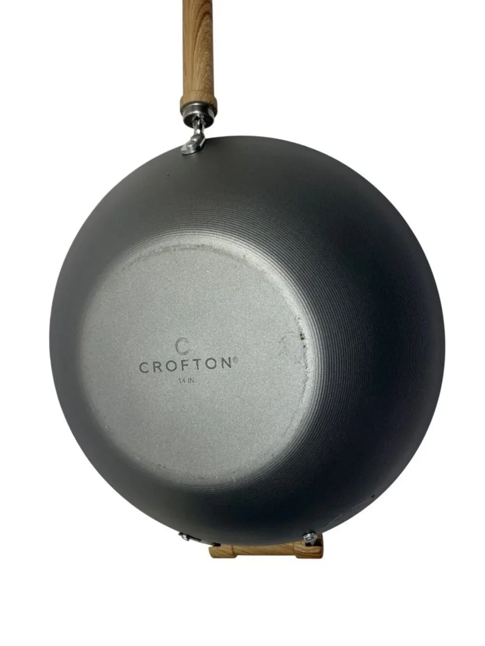 Crofton 14-Inch Carbon Steel Wok With Wooden Handles For Stir-Fry & Asian Cookin